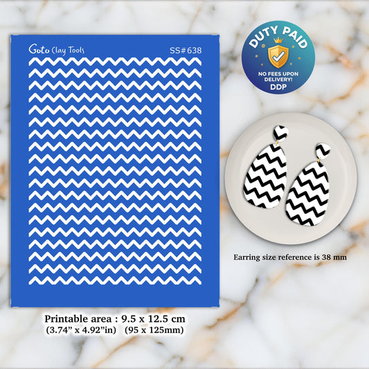 Chevron Silkscreen for Polymer Clay Earrings: Jewelry Making Stencil SS#638