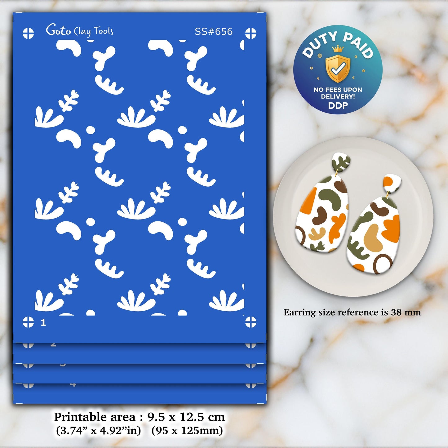 4 colors Organic Silkscreen for Polymer Clay Earring making, Clay Stencils, Clay Earring Silkscreen, Polymer Clay Supplies SS#656