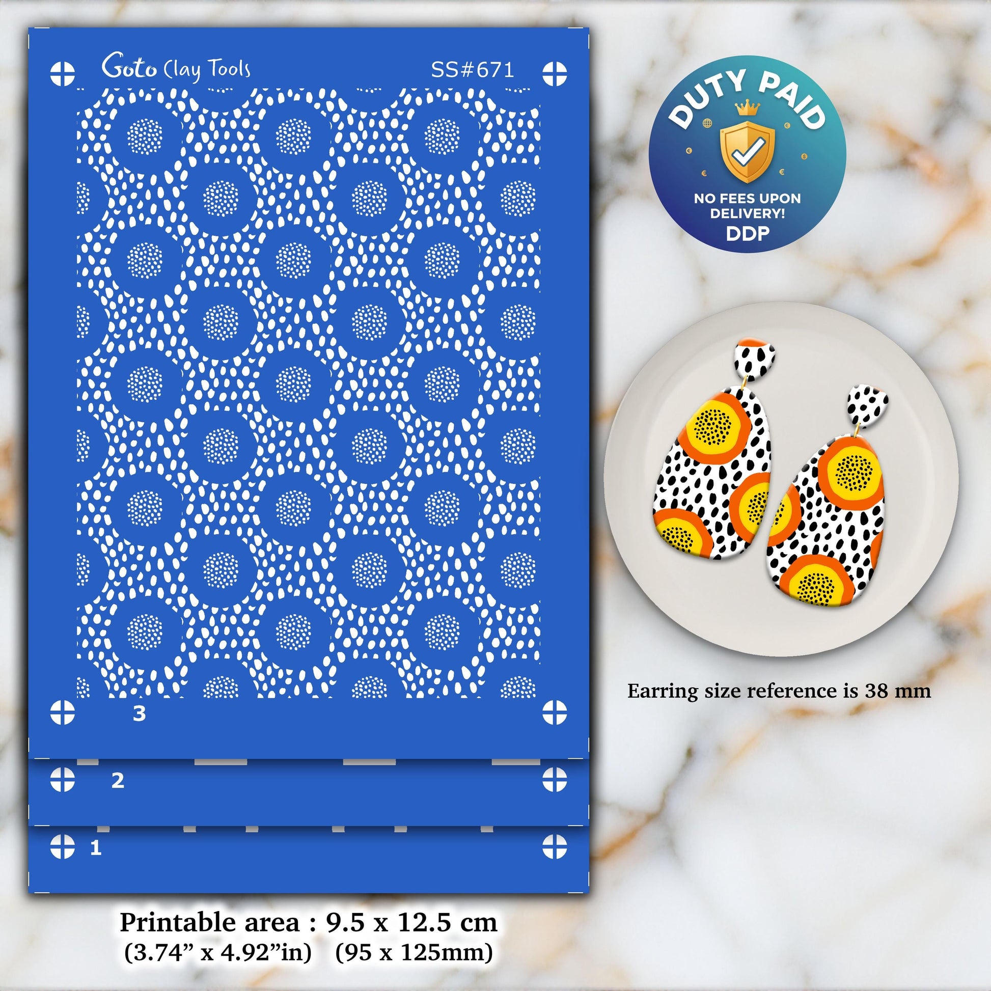 3 Layers Abstract Silkscreen for Polymer Clay Earring making, Clay Stencils, Clay Earring Silkscreen, Polymer Clay Supplies SS#671