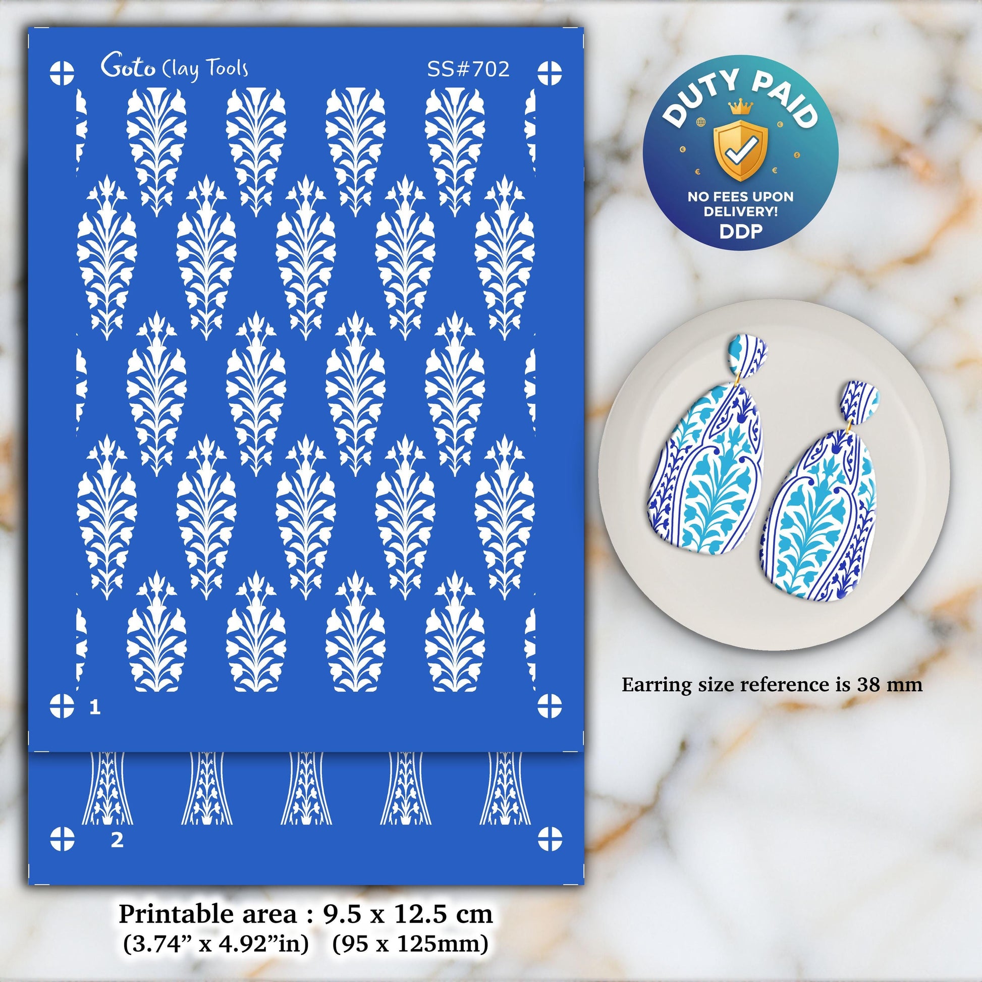 2 layers Ornamental Silkscreen for Polymer Clay Earring making, Clay Stencils, Clay Earring Silkscreen, Polymer Clay Supplies SS#702