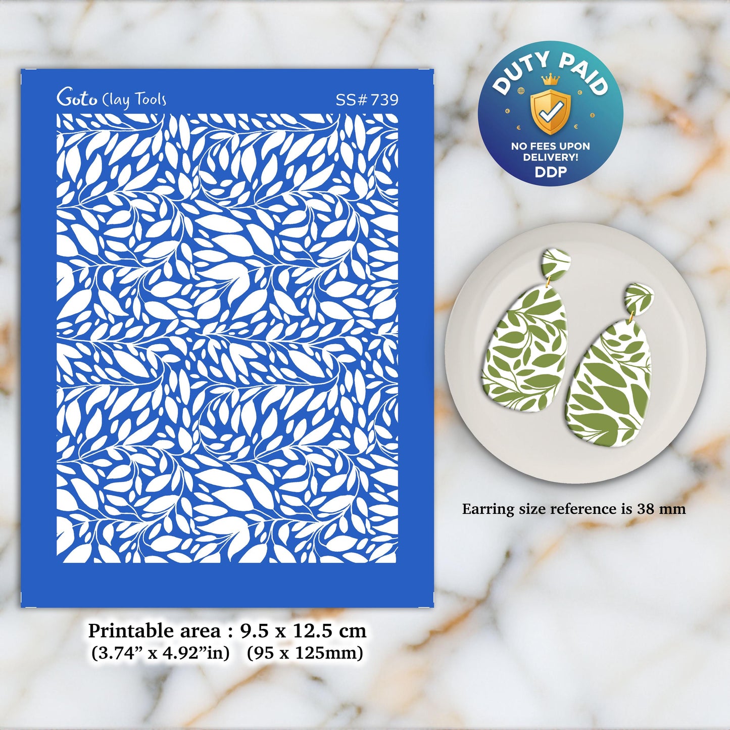 Silkscreen for Polymer Clay Earring Making: Clay Stencil (3.74x4.92" Print Area) SS#739