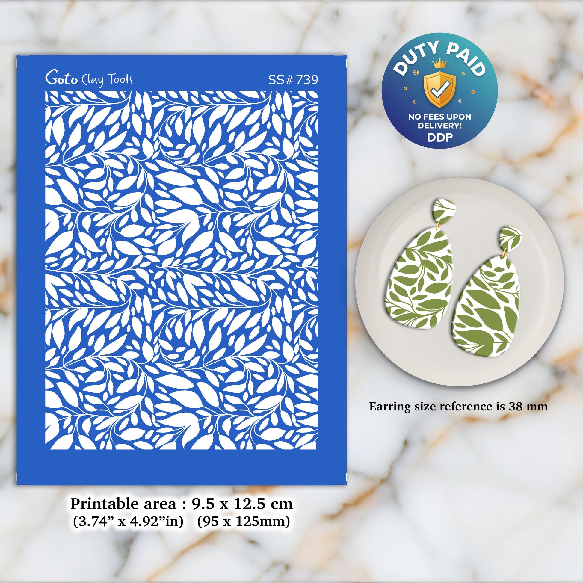 Silkscreen for Polymer Clay Earring Making: Clay Stencil (3.74x4.92" Print Area) SS#739