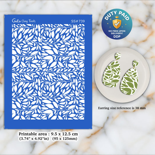 Silkscreen for Polymer Clay Earring Making: Clay Stencil (3.74x4.92" Print Area) SS#739