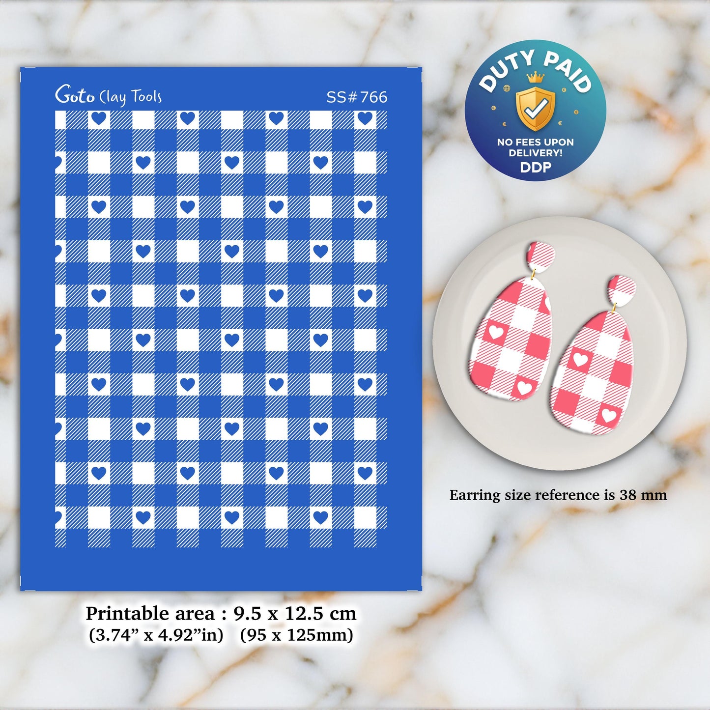 Christmas Gingham Silkscreen for Polymer Clay Earring making, Clay Stencils, Clay Earring Silkscreen, Polymer Clay Supplies SS#766