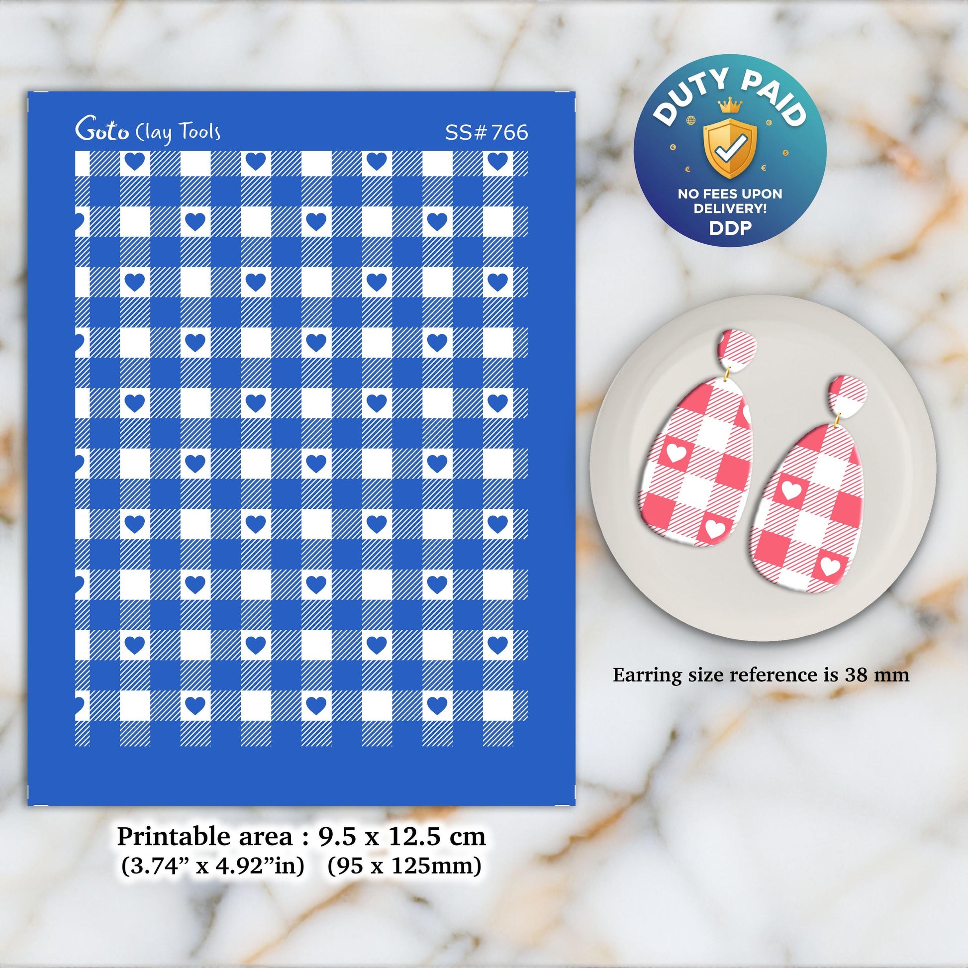 Christmas Gingham Silkscreen for Polymer Clay Earring making, Clay Stencils, Clay Earring Silkscreen, Polymer Clay Supplies SS#766