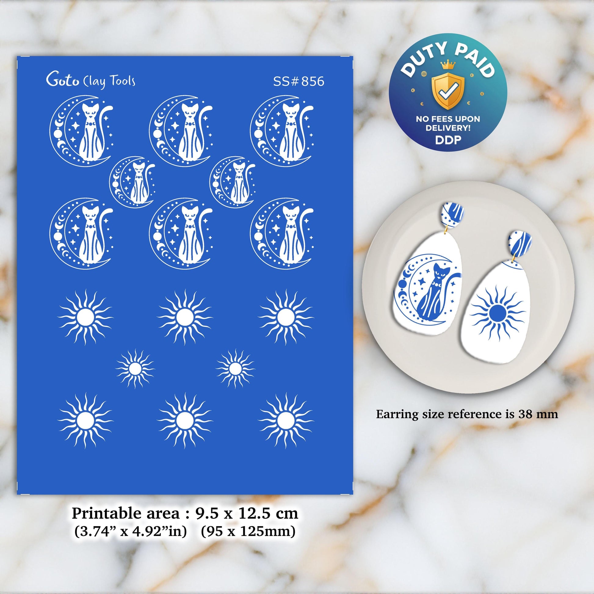 Esoteric Silkscreen for Polymer Clay Earrings: Clay Stencil SS#856