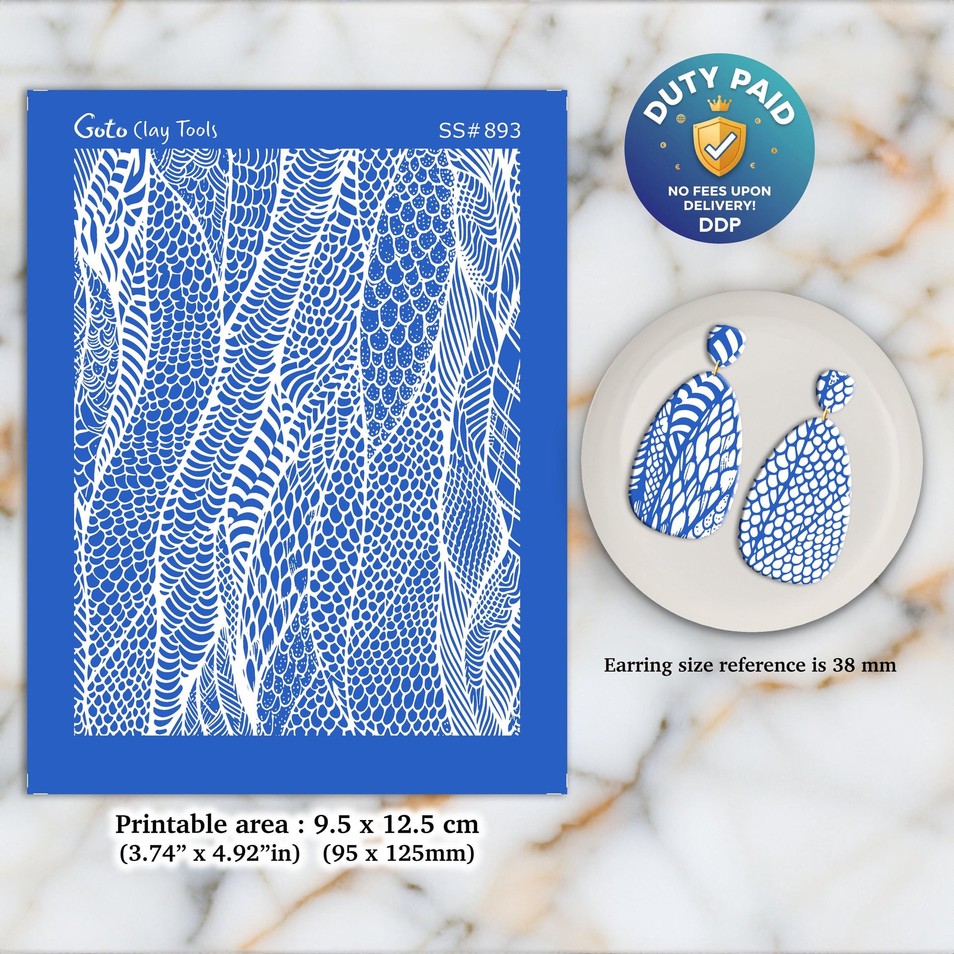 Snake Skin Polymer Clay Silkscreen for Earring Making SS#893