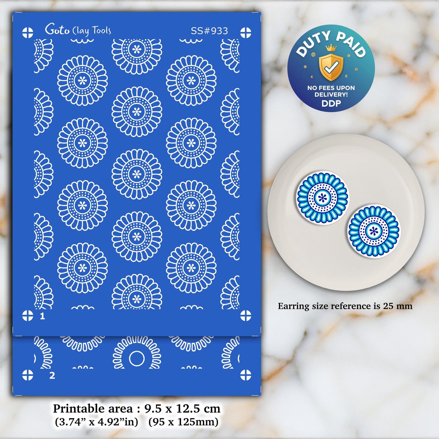Indian Silkscreen for Polymer Clay Earrings: 2-Layer Stencil (9.5x12.5cm) SS#933
