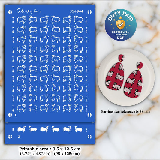 2 layers Cow Silkscreen for Polymer Clay Earring making, Clay Stencils, Clay Earring Silkscreen SS#944
