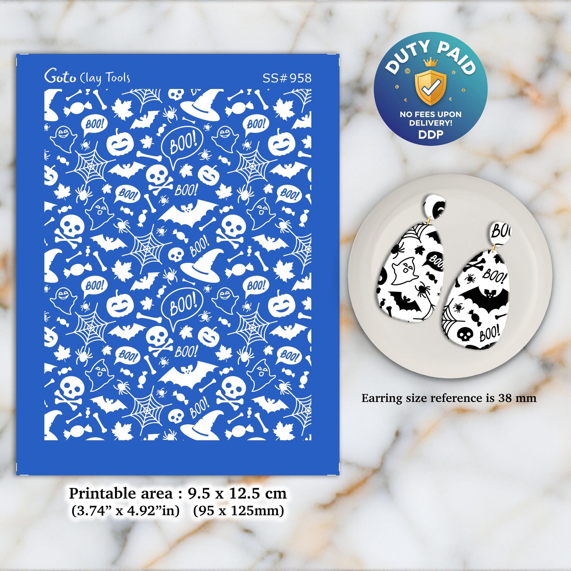 Halloween Polymer Clay Silkscreen for Earring Making: Autumn Design (3.74x4.92" Printable Area) SS#958