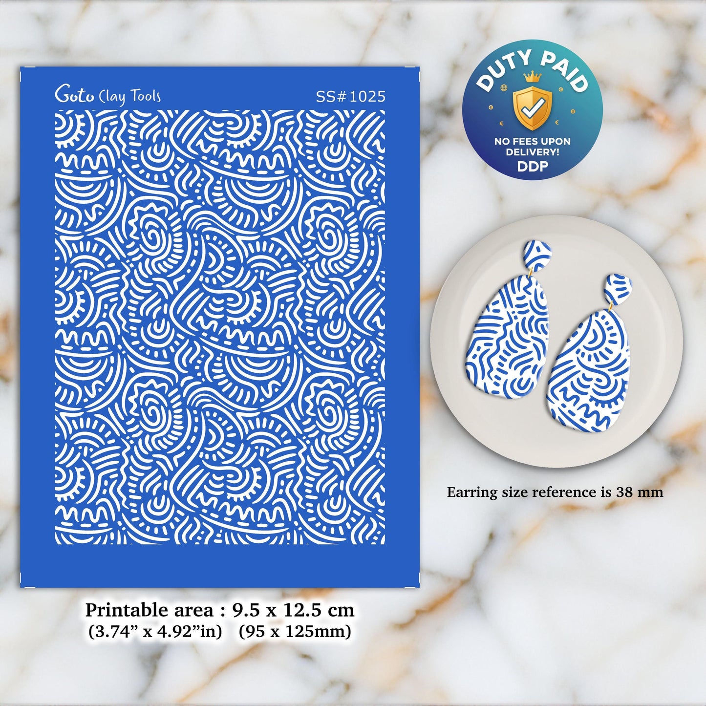 Abstract ethnic Silkscreen for Polymer Clay Earring making, Clay Stencils, Clay Earring Silkscreen, Polymer Clay Supplies SS#1025