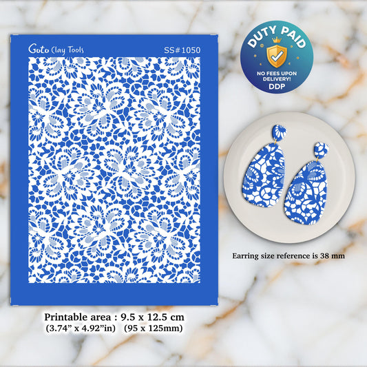 Crochet lace Silkscreen for Polymer Clay Earring making, Clay Stencils, Clay Earring Silkscreen, Polymer Clay Supplies SS#1050