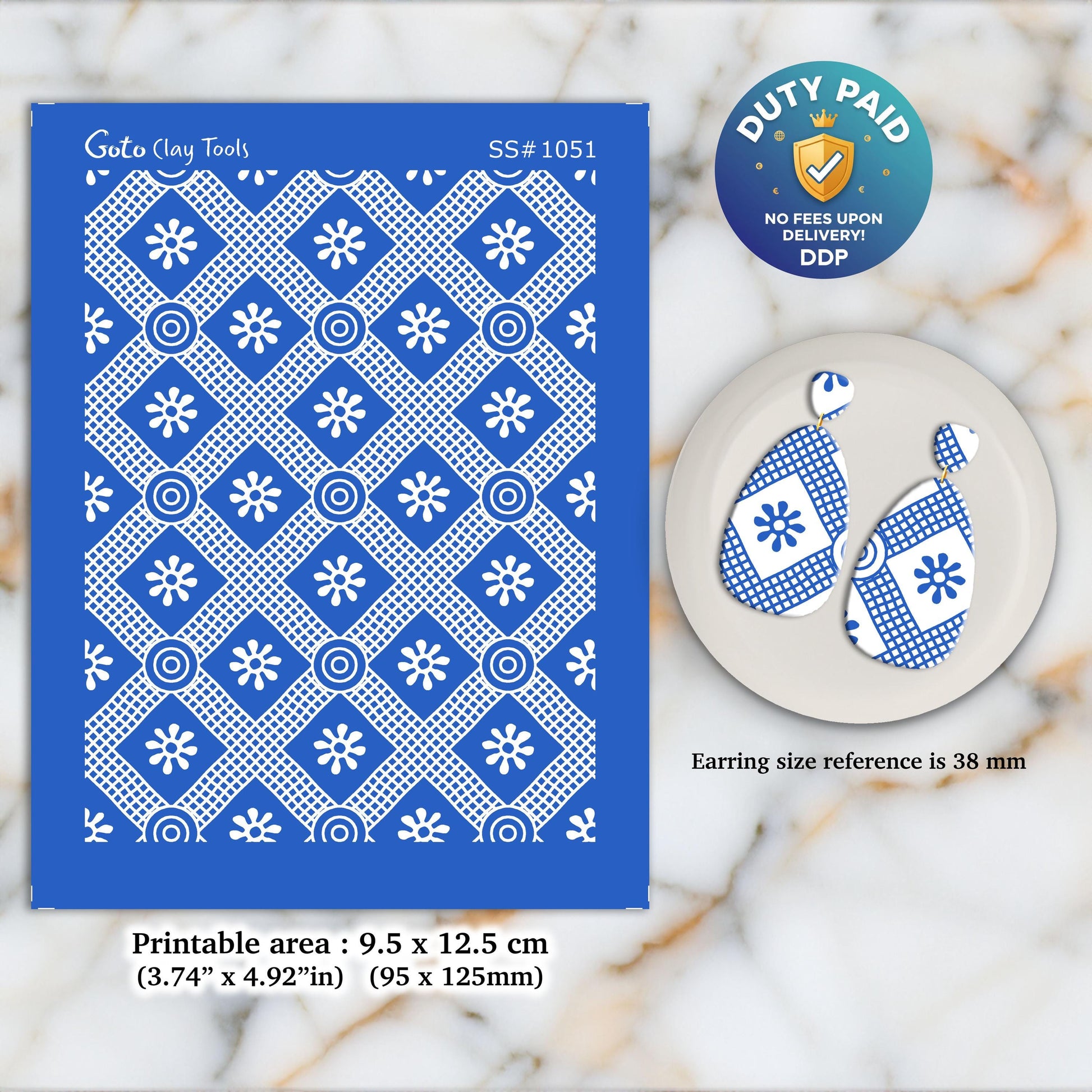 African Style Silkscreen for Polymer Clay Earring making, Clay Stencils, Clay Earring Silkscreen, Polymer Clay Supplies SS#1051