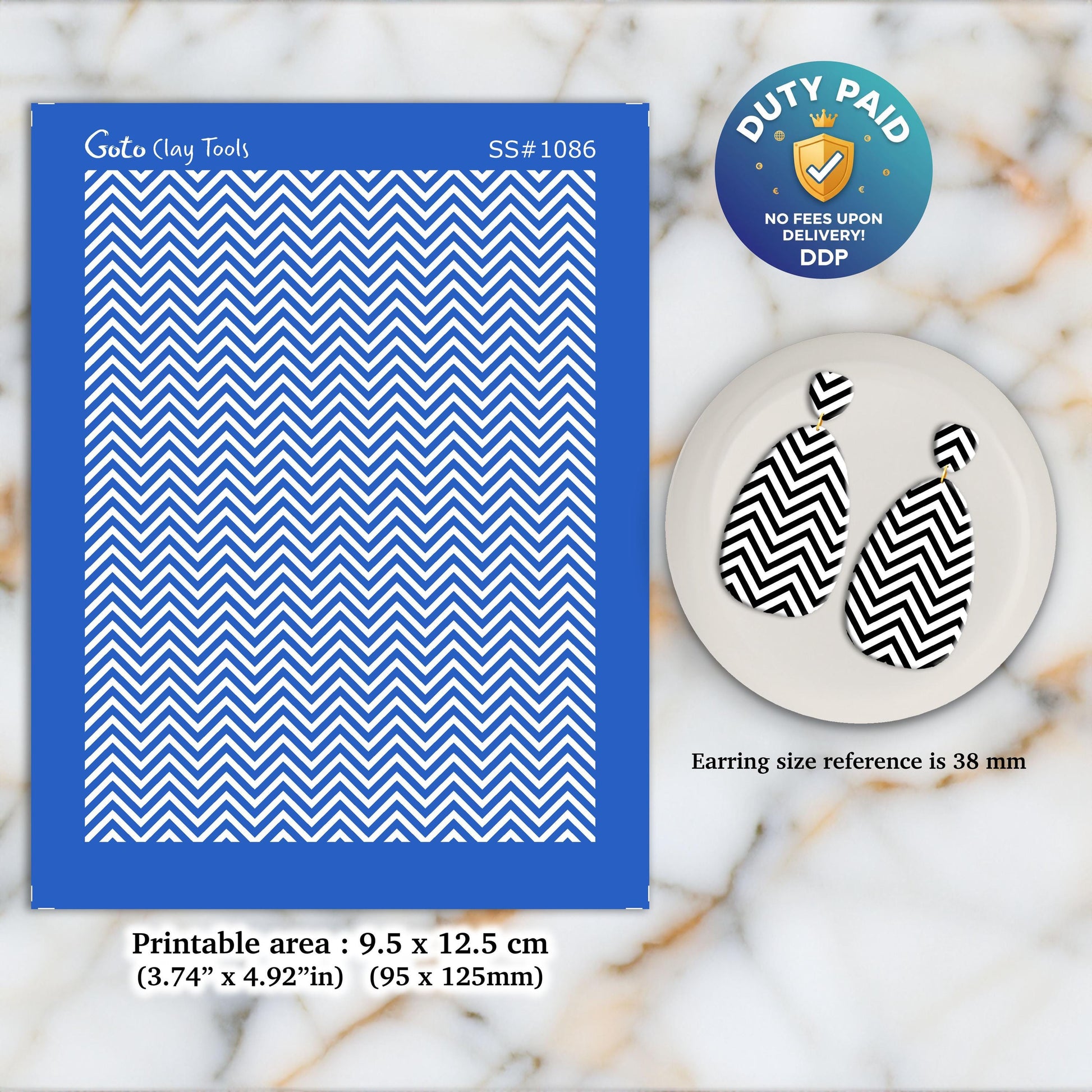 Chevron pattern Silkscreen for Polymer Clay Earring making, Clay Stencils, Clay Earring Silkscreen, Polymer Clay Supplies SS#1086