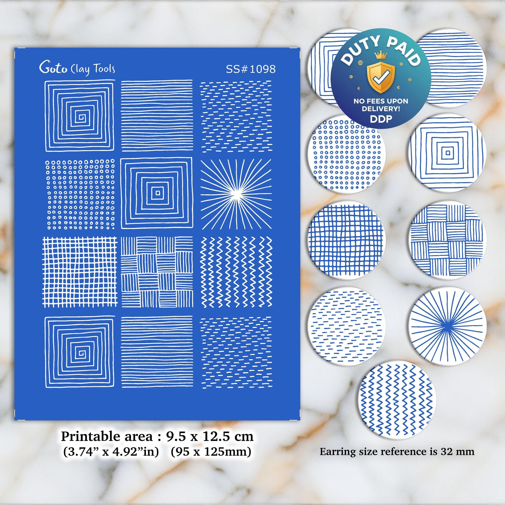 9 Abstract pattern Silkscreen for Polymer Clay Earring making, Clay Stencils, Clay Earring Silkscreen, Polymer Clay Supplies SS#1098