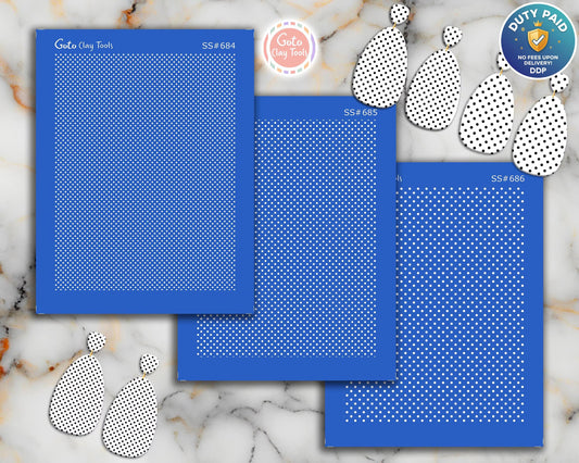 Random Polka Dots Silkscreen for Polymer Clay Earring making, Clay Stencils, Clay Earring Silkscreen, Polymer Clay Supplies 686