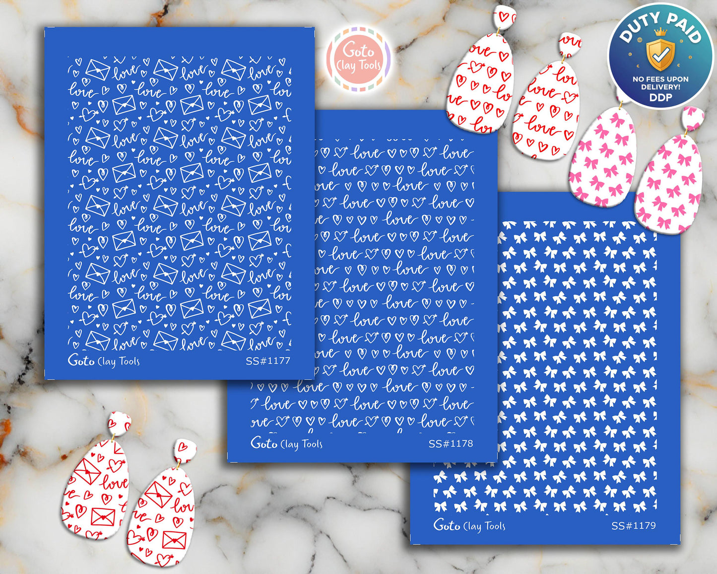 Heart Silkscreen for Polymer Clay Earrings: Valentine Stencil (9.5x12.5cm Printable Area)