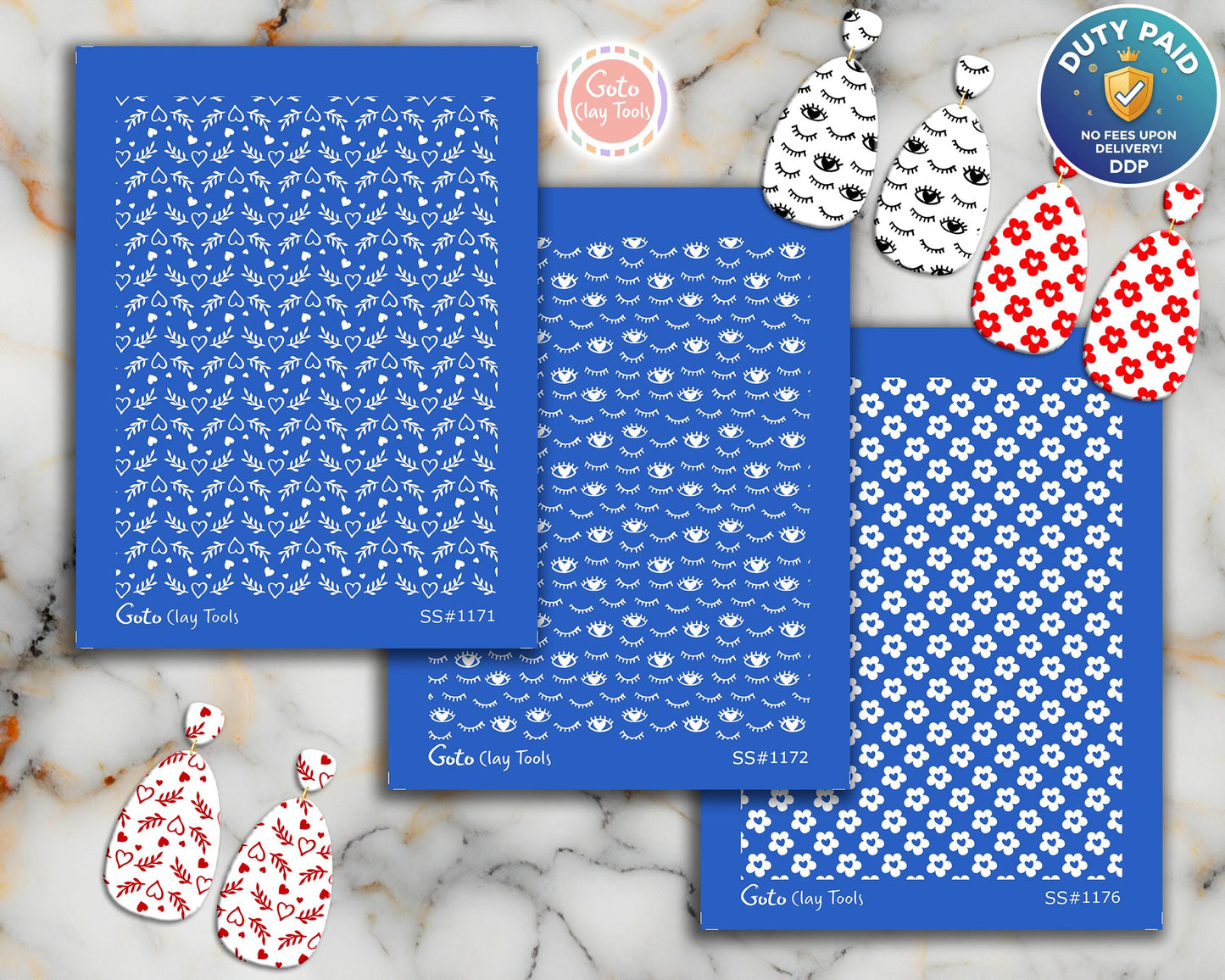 Heart Silkscreen for Polymer Clay Earrings: Jewelry Stencil (3.74x4.92" Printable Area