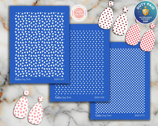 Heart Silk screen for Polymer Clay Earring, Clay Stencils, Clay Earring Silkscreen, Valentine Silkscreen for Polymer Clay SS-VAL-25-2