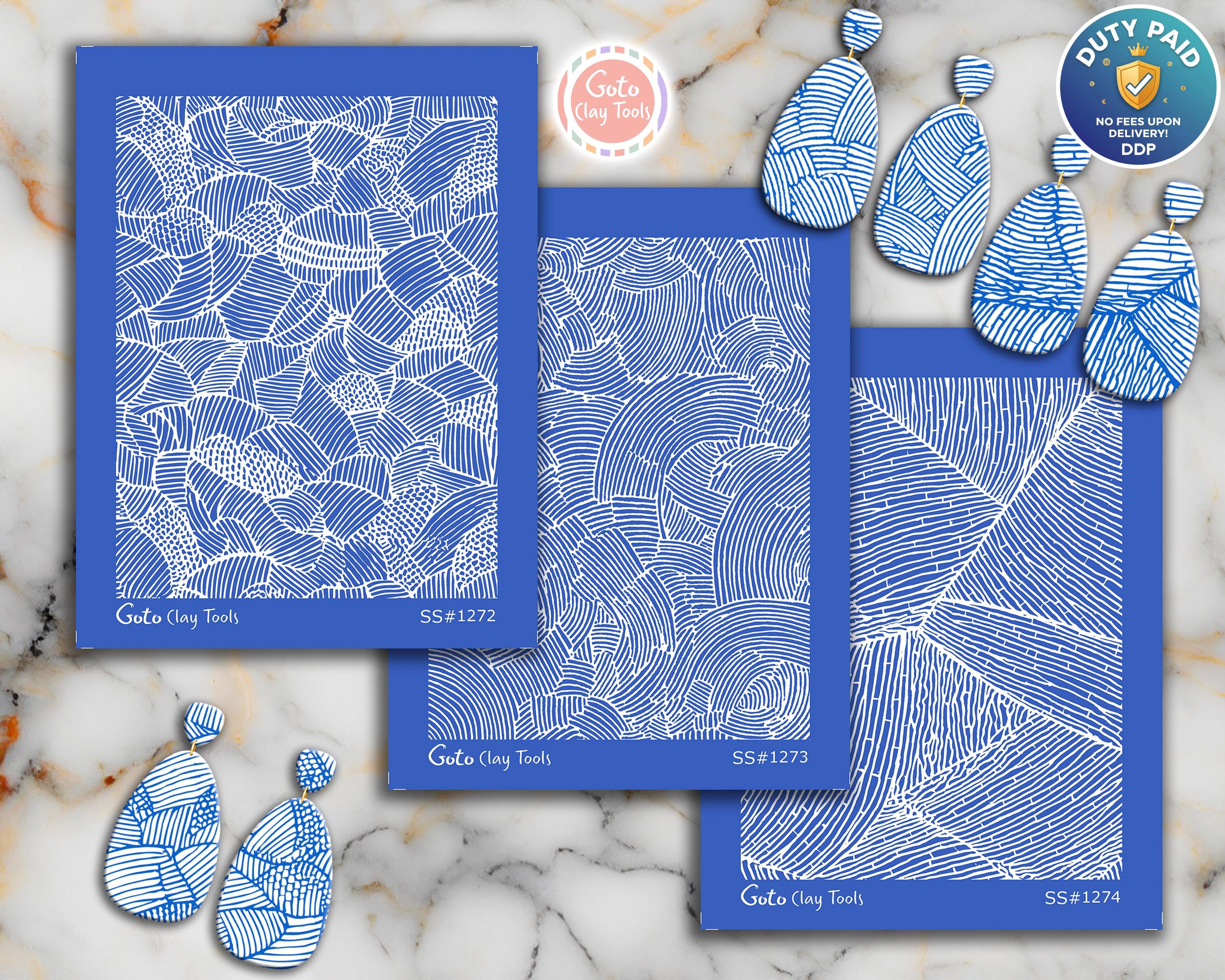 Line Clay Hand-Drawn Abstract Line Texture Silkscreen for Polymer Clay | Organic ...