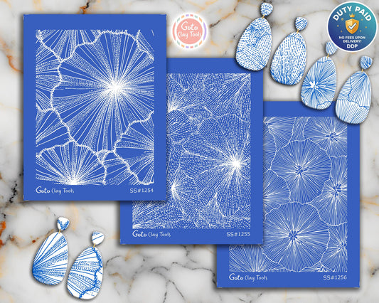 Abstract Floral Burst & Line Texture Silkscreen for Polymer Clay | Organic Petal Pattern | 9.5×12.5 cm #SS26-22