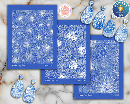 Organic Floral Sunburst Silkscreen for Polymer Clay | Abstract Radial Flower Texture | Printable 9.5×12.5 cm #SS26-21