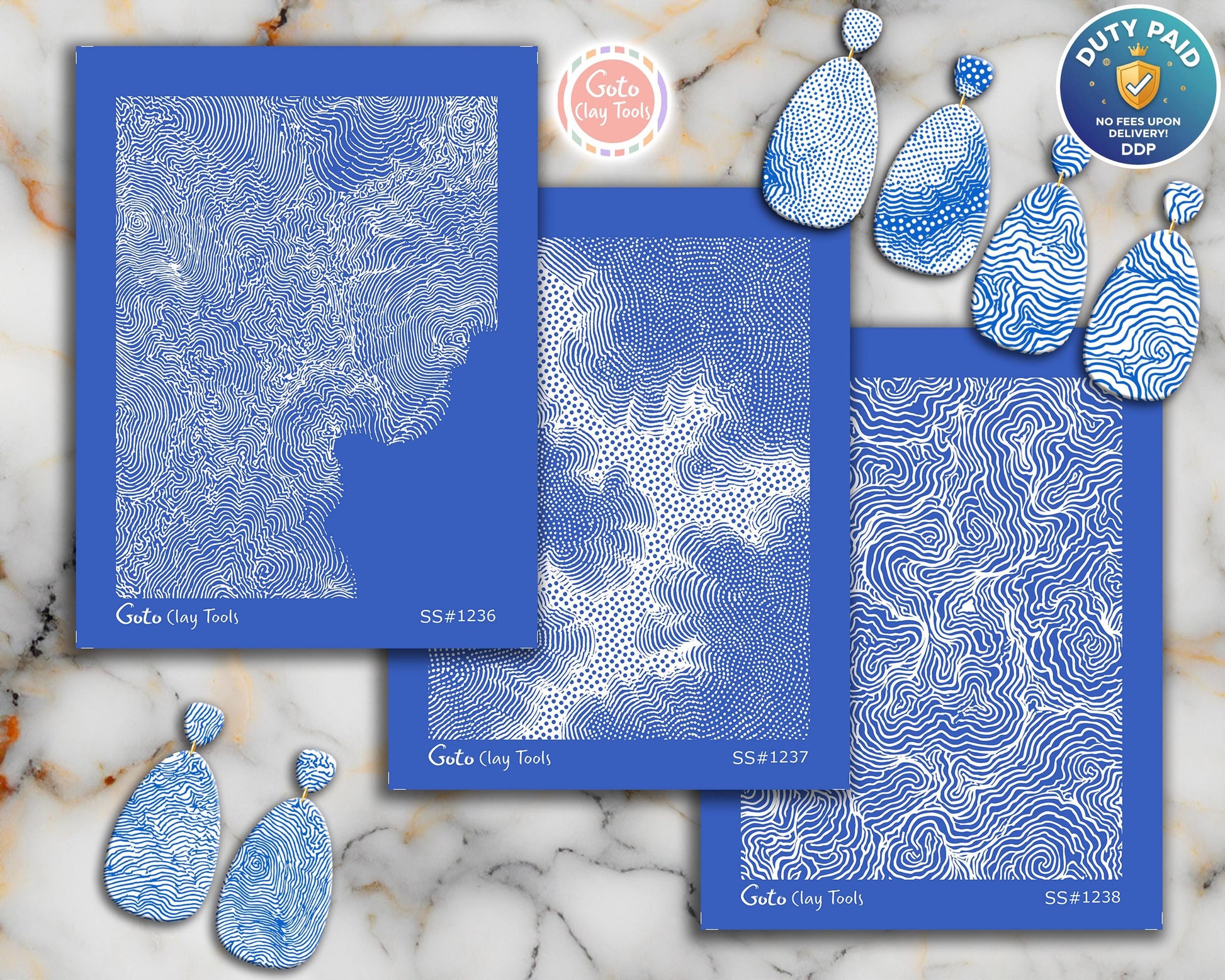 Topographic Contour Line Silkscreen for Polymer Clay | Abstract Map & Flowing Line Texture Print Screen 9.5×12.5 cm #SS26-16