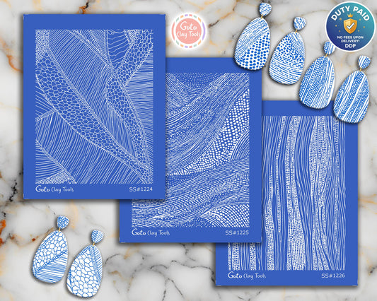 Organic Flowing Line & Layered Texture Silkscreen for Polymer Clay | Abstract Wood Grain Style Print 9.5×12.5 cm #SS26-12