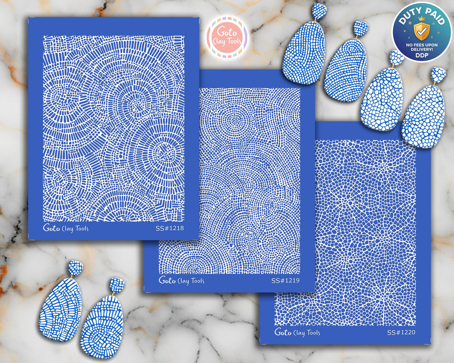 Organic Concentric Dot & Mosaic Silkscreen for Polymer Clay | Abstract Cellular Texture Print Screen 9.5×12.5 cm #SS26-10