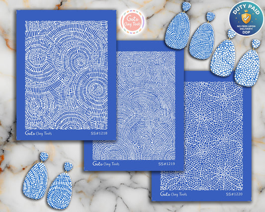 Organic Concentric Dot & Mosaic Silkscreen for Polymer Clay | Abstract Cellular Texture Print Screen 9.5×12.5 cm #SS26-10