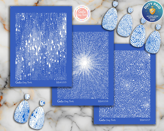 Organic Splatter & Radiating Dot Silkscreen for Polymer Clay | Abstract Burst Texture Print Screen 9.5×12.5 cm #SS26-9
