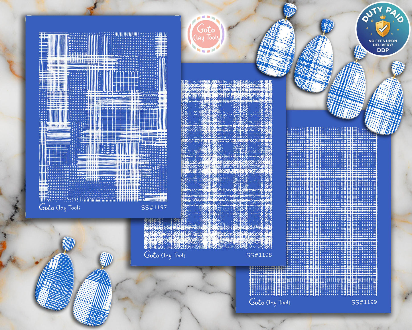 Abstract Plaid Texture Silk Screens for Polymer Clay | Woven Grid Line Pattern | 9.5 x 12.5 cm Printable #SS26-3