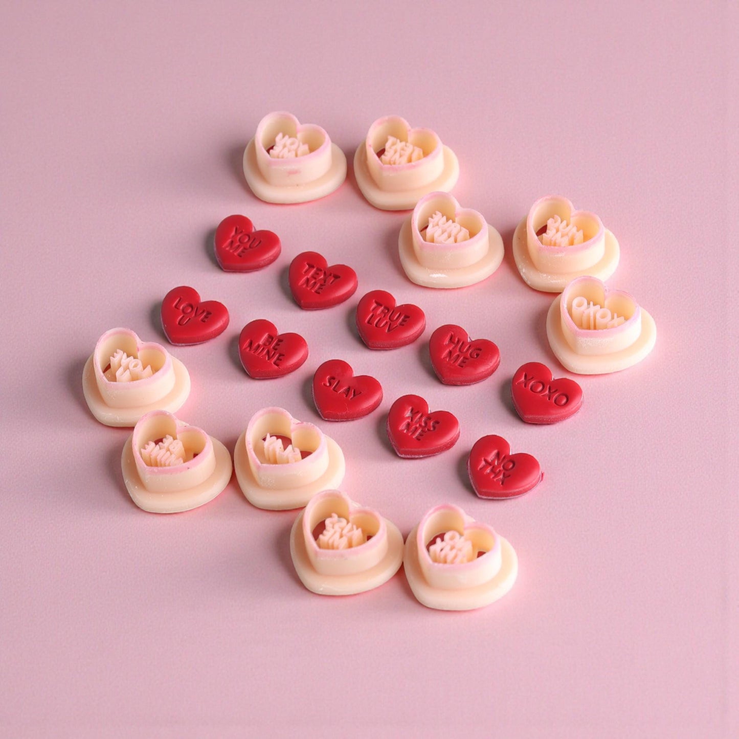 Conversational Heart Cutters - Valentine Polymer Clay Cutters - 15mm