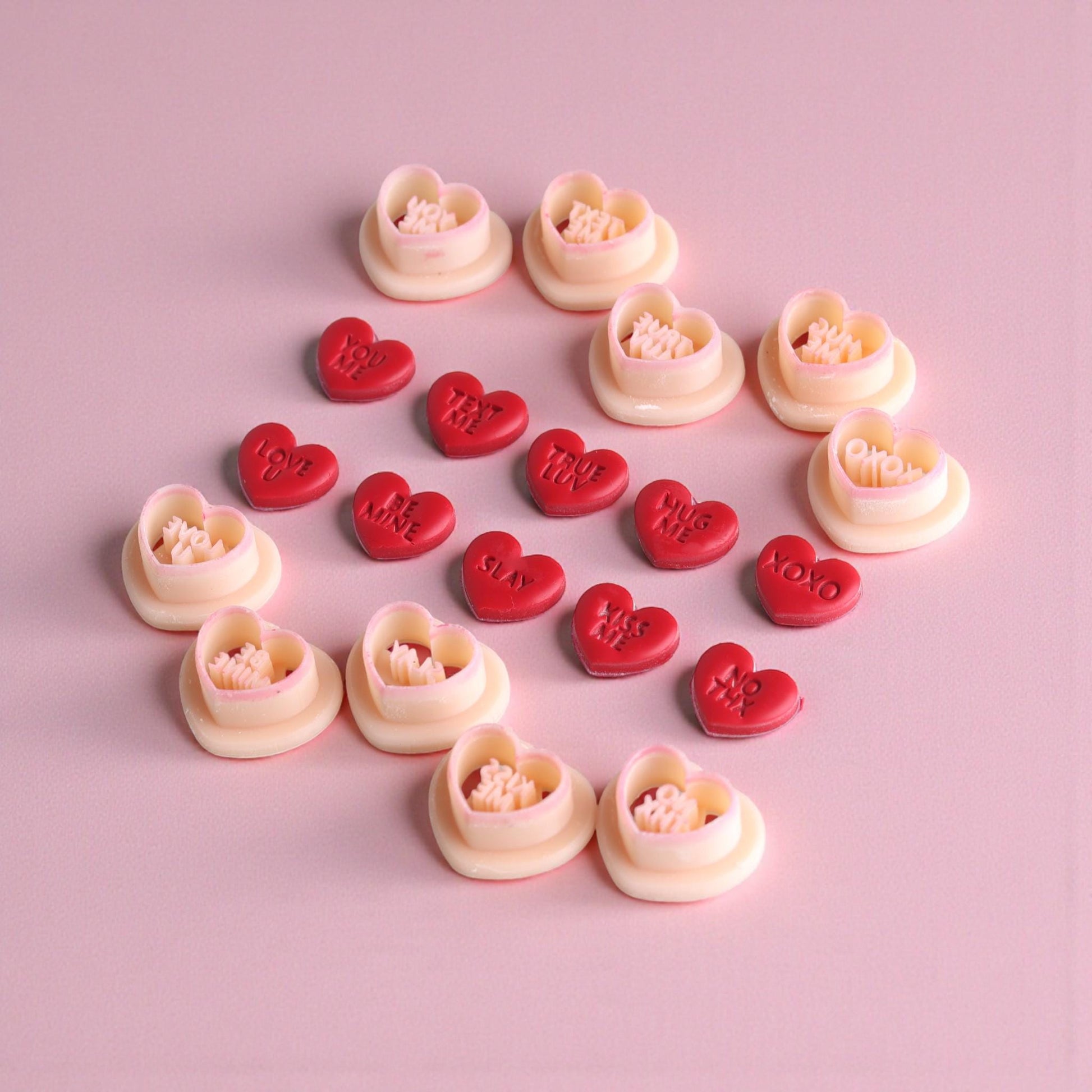 Conversational Heart Cutters - Valentine Polymer Clay Cutters - 15mm