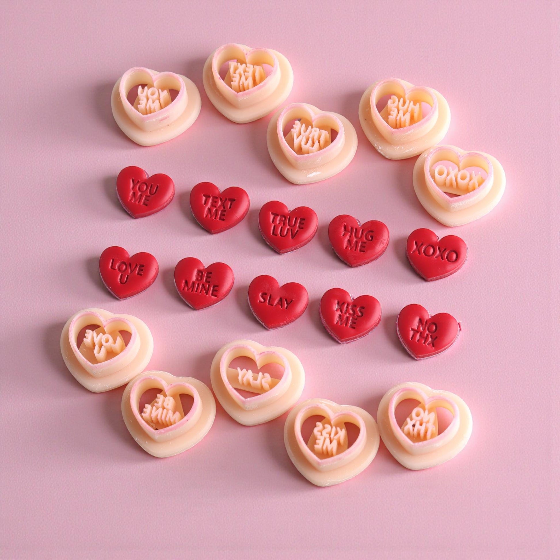 Conversational Heart Cutters - Valentine Polymer Clay Cutters - 15mm