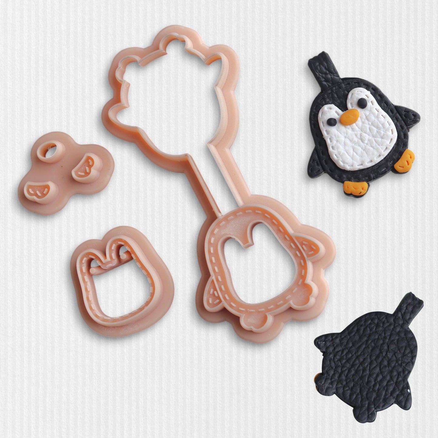 Penguin Keychain Clay Cutter Set - Stitched effect Clay Keyring Cutters