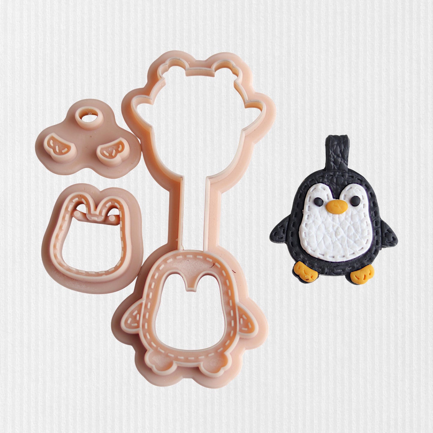 Penguin Keychain Clay Cutter Set - Stitched effect Clay Keyring Cutters