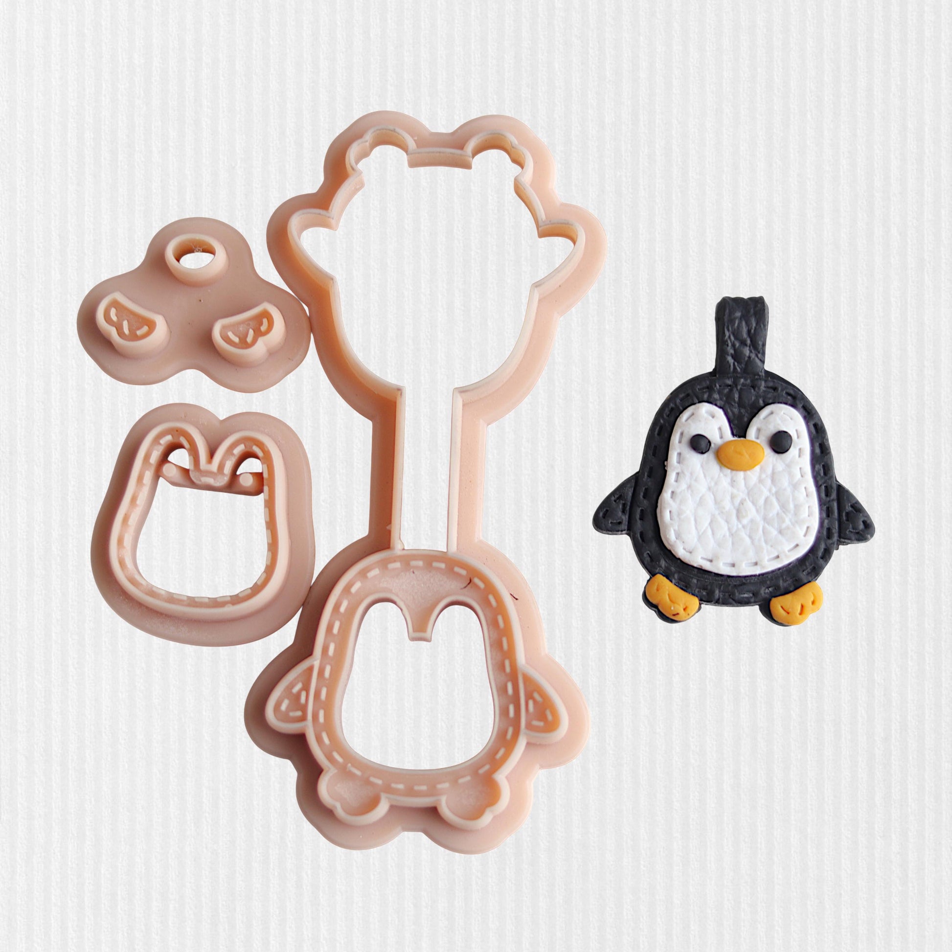 Penguin Keychain Clay Cutter Set - Stitched effect Clay Keyring Cutters