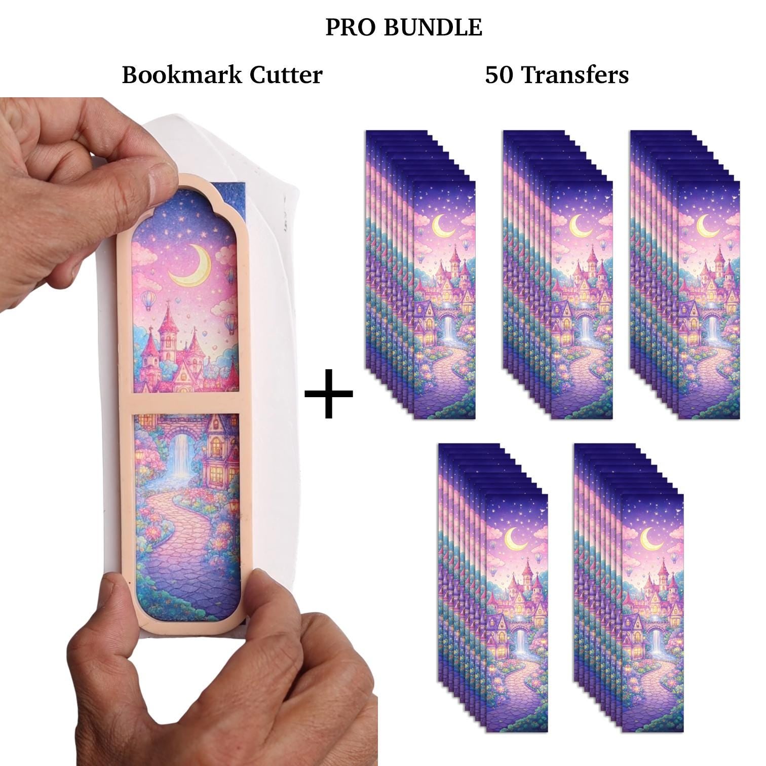 Bookmark Clay Cutter with Magical Town transfer papers