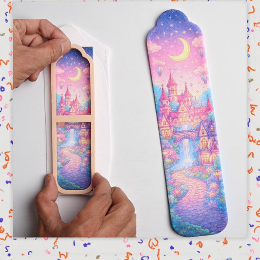Bookmark Clay Cutter with Magical Town transfer papers