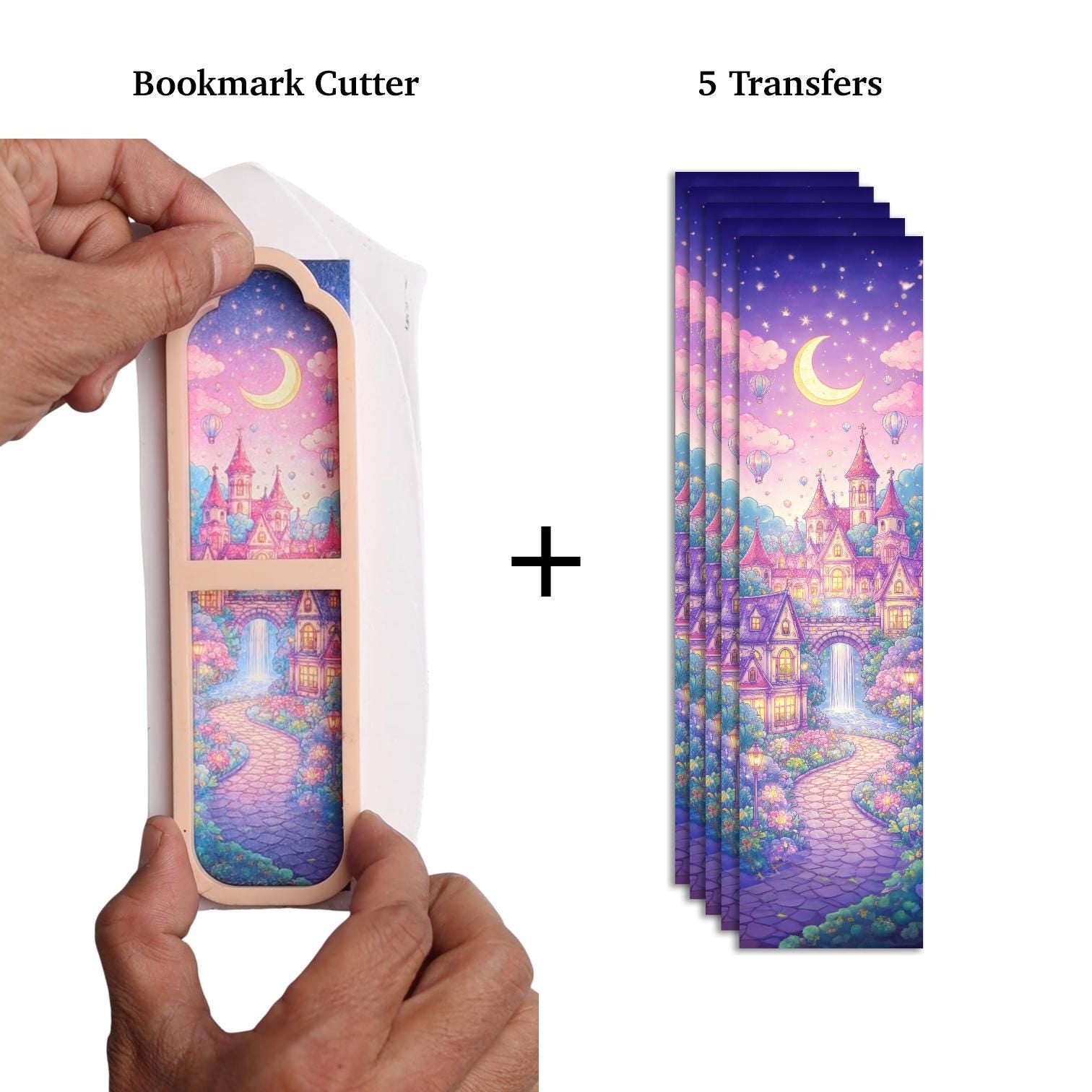 Bookmark Clay Cutter with Magical Town transfer papers