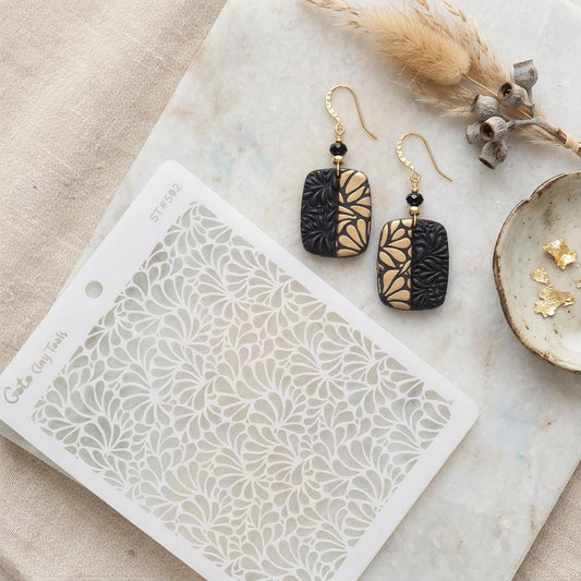 Scallop Drop Pattern Stencil: Polymer Clay, Art Stencil, Canvas (4x5 inches) ST#502