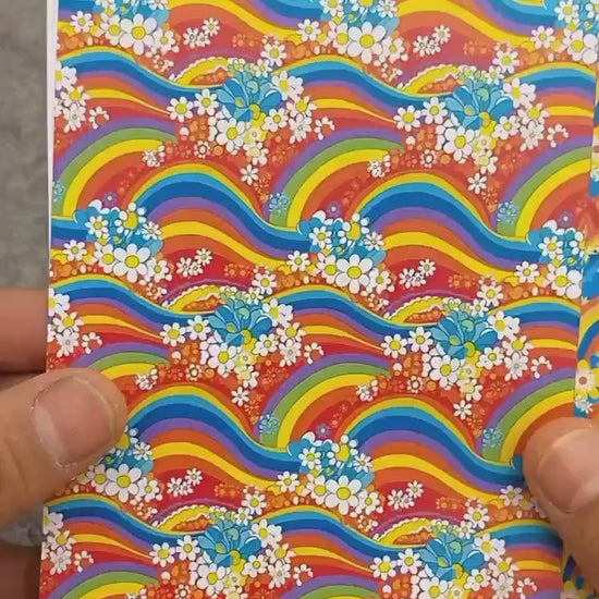 Rainbow Flower Transfer Paper for Polymer Clay: Water Soluble (4x5.5 in
