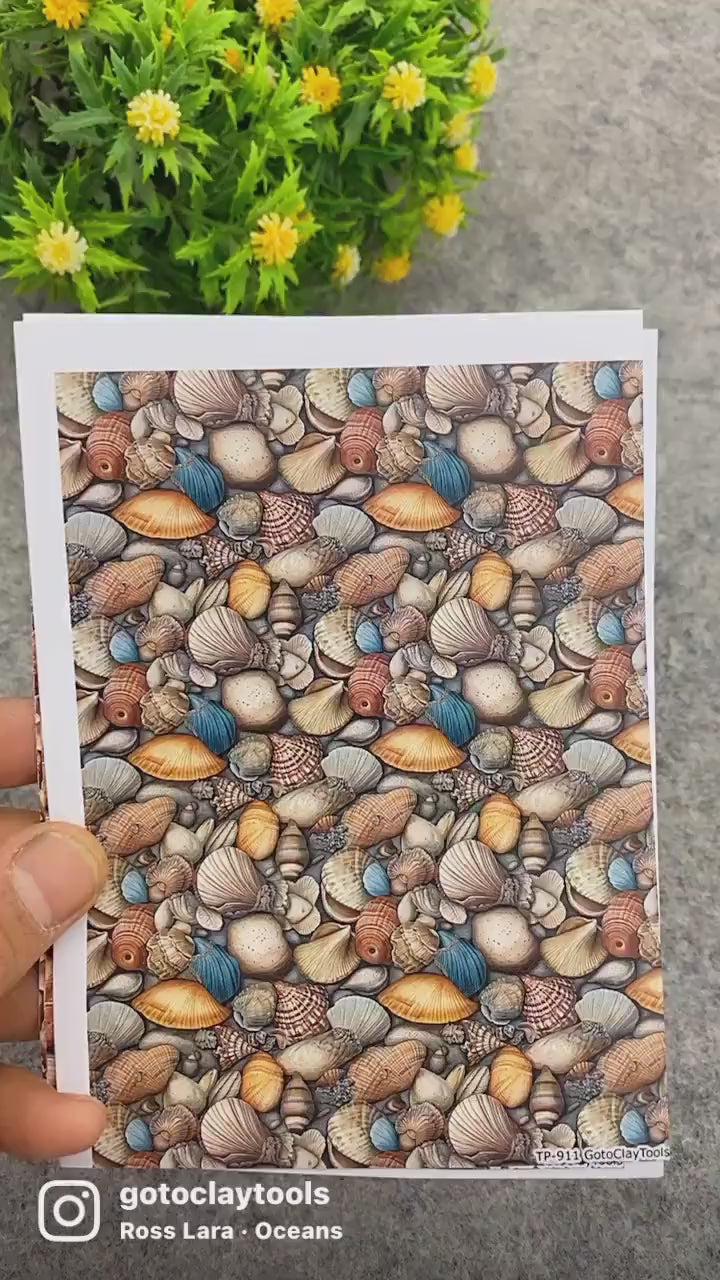 Water soluble Transfer paper for polymer clay, Seashells patterns, polymer clay image transfers, magic transfer paper