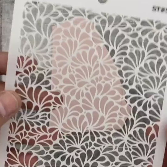 Scallop drop pattern Stencil, embossing or stencilling on polymer clay, art paper, canvas, gelli print stencils, Gelli art ST#502