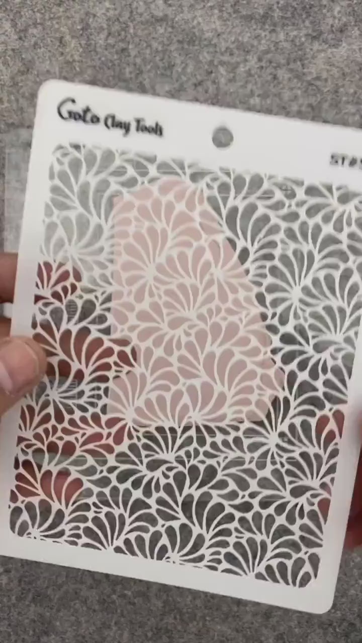 Scallop drop pattern Stencil, embossing or stencilling on polymer clay, art paper, canvas, gelli print stencils, Gelli art ST#502