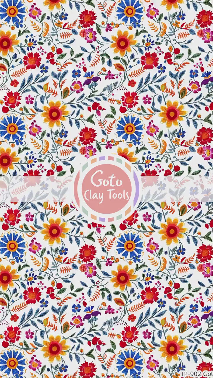 Mexican Water soluble Transfer paper for polymer clay, Colorful flower patterns, polymer clay image transfers, magic transfer paper