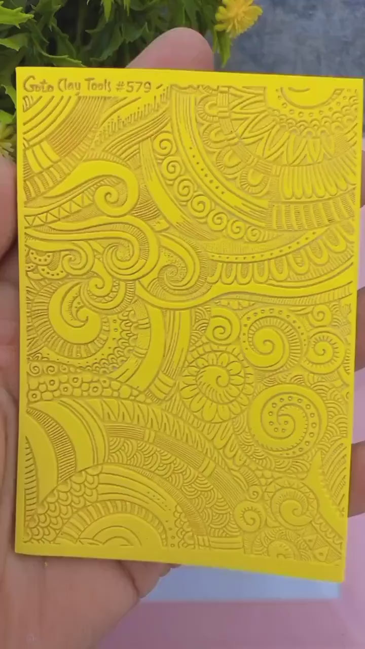 Doodle Rubber Texture Mat for Polymer Clay Jewelry (#579)