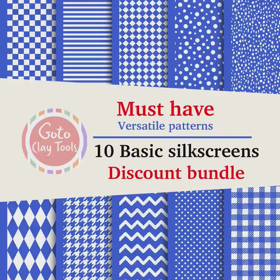 10 Basic Silkscreens for polymer clay, Discount bundle