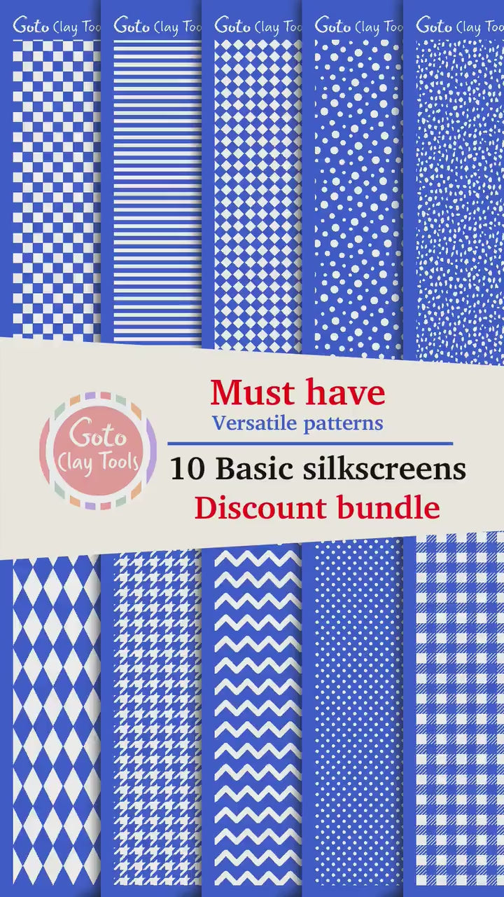 10 Basic Silkscreens for polymer clay, Discount bundle